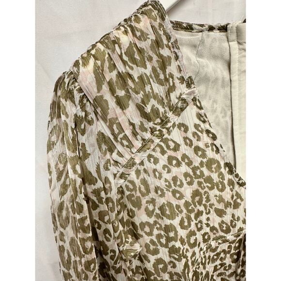 WALTER BAKER  Faber Tie-Detailed Leopard-Print Metallic Georgette Dress Sz 4 - Picture 10 of 13